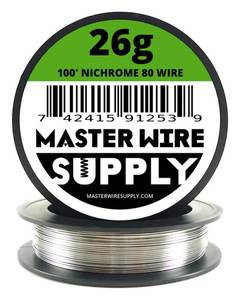 lot 6382 image: Nichrome 80-100 - 26 Gauge Wire - 100ft - 0.4mm - 0.016in - Made in USA - Master Wire Supply
