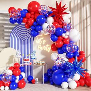 lot 6383 image: LANGASQUE Red White Blue Balloon Arch Kit for Birthday Party Decorations