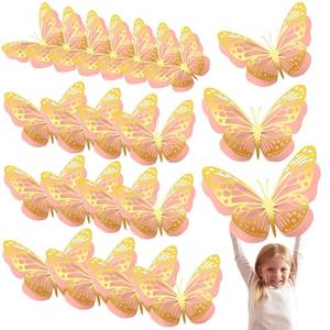 lot 6398 image: Geosar 20 Pcs 3D Large Butterfly Decoration 3 Size 12 10 5 2 Layer Giant Paper Butterfly Stickers for Wedding Birthday Party Baby Shower Home Wall Decor (Gold,Pink)
