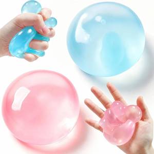 lot 6403 image: 2026 New Coconut Oil Stress Balls, Non-Sticky Slow Rising Squeeze Balls, Shapeable Gel Stress Relief Balls, Portable Desk Fidget Toys for Relaxation & Focus for Adults (Blue and Pink)