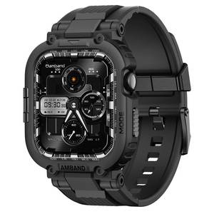 lot 6407 image: amBand Bands Case Compatible with Apple Watch Series 1110 46mm for Men, M1 Sport Rugged Heavy Duty Cover Tactical Strap Military Grade Protective Bumper Protector for iWatch 46 mm Men Black