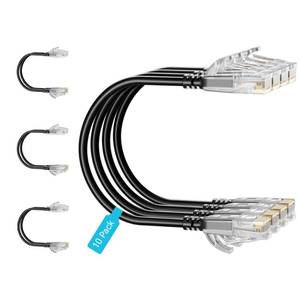 lot 6408 image: Mnlnbuao Cat6 Slim Patch Cables 0.5 Feet 10-Pack Black, Cat6a Patch Cables 10Gbps 550MHz High-Speed, Cat 6 Ethernet Cable Pure Copper UTP, Flexible & Thin Patch Cable Cat 6 for Network Cabling