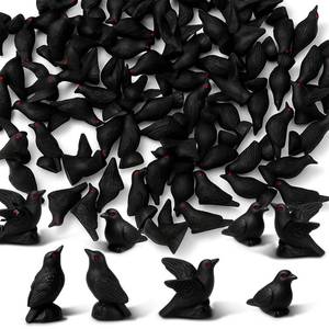 lot 6410 image: Yalikop 40 Pcs Mini Black Crow Figurines, Black Resin Raven