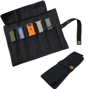 lot 6417 image: YOOSIDE Watch Band Accessories,Smart Watch Band Protable Storage Bag Case Pouch Organizer-Compatible with Apple Watchbands, Garmin Watch Band, Samsung Watch Band etc -Cotton Canvas (Black)