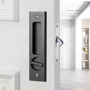 lot 6422 image: AcxdJnye 6.3 Privacy Pocket Door Lock Hardware with Key Double Barn Door Lock, Matte Black
