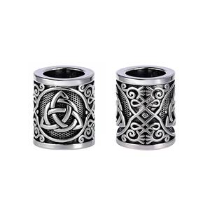 lot 6423 image: Yahpetes Norse Viking Rune Beads 2 Pcs Hair Beard Pendants Antique 0.59X0.47 Norse Rings Silver Metal Clips Cuffs Rings Vikings Jewelry for Hair Decoration