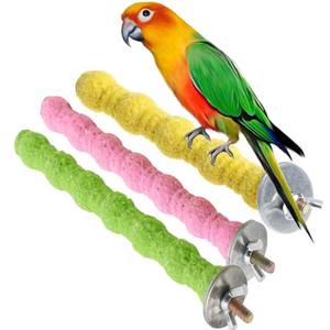 lot 6426 image: kathson 3PCS Bird Perch Parrot Stand Cage Accessories Natural Wooden Stick Paw Grinding Rough-surfaced Chew Toy for Cockatiels Cockatoo Lorikeet Conure Parakeet (Random Color,7.87inch)