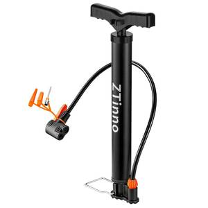 lot 6449 image: ZTinno Floor Bike Pump Portable, Classic Bicycle Pump, Portable Bike Tire Pump with Dual Presta & Schrader Valves, Attached Ball Needles, Bike Air Pump for Bike Tires, Balls