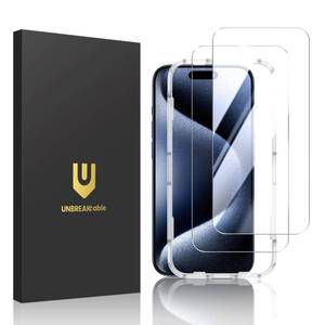 lot 6451 image: UNBREAKcable 2-Pack Screen Protector for iPhone 15 Pro Max Tempered Glass