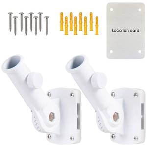 lot 6459 image: NQ Flag Pole Holder Adjustable, Flag Pole Bracket for Outside House Heavy Duty Aluminum, Multi-Position Flag Pole Mounting Bracket Rust Free with Hardwares, 1 Inner Diameter (White- 2 Pack)