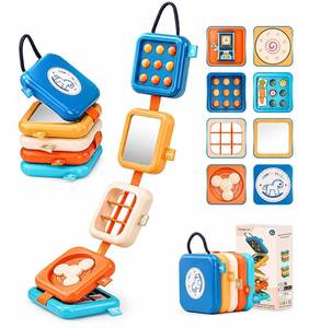 lot 6464 image: SOSUSHOE Busy Board for 1 Year Old, Travel Toys for Toddler 1-3 on Plane Car, Montessori Busy Board Busy Cube, Toys for 1 Year Old Boy Girl, Stocking Stuffers for Toddler (Blue)
