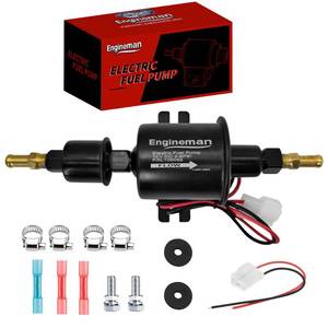 lot 6467 image: ENGINEMAN Electric Fuel Pump 12V Electric Transfer for Universal Low Pressure Gas Diesel Fuel Pump 3-6psi HEP-02A For Lawn Mower Carburetor Cars Trucks Boats