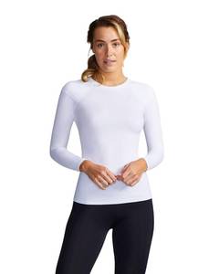 lot 6470 image: Tommie Copper Womens Pro-Grade Shoulder Support Shirt I UPF 50, Breathable, Long Sleeve Compression Shirt for Upper Body & Posture Support - White - Medium