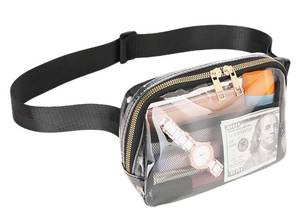 lot 6479 image: Hiflyer Clear Fanny Pack Stadium Approved, Crossbody Belt Bag for Women, Water Resistant TPU, Adjustable Strap, for Concerts, Travel (Black)