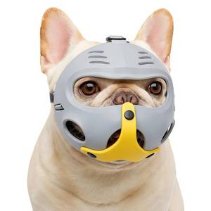 lot 6480 image: PlantPrime French Bulldog Muzzle, Adjustable Soft EVA Anti Biting & Eating Muzzle, Breathable Lightweight for Small Medium Big Dogs, Prevents Barking Chewing (Grey)
