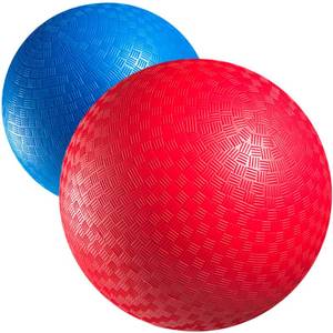 lot 6485 image: 8.5-Inch Red & Blue Kickballs (2-Pack) with Hand Pump, Playground Balls