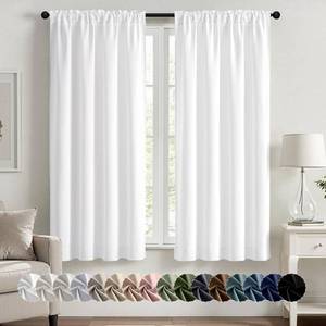 lot 6494 image: MIULEE Pure White Darkening Curtain for Bedroom Living Room 40x45 2 Panel