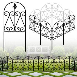lot 7924 image: Decorative Garden Fence 24.5in x 10.8ft, 10 Pack Balck Metal Garden Fencing