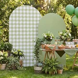 lot 7942 image: Tegeme Gingham Arch Backdrop Cover 7.2ft X 6.6ft Green
