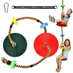lot 7949 image: HeyZoo Tree Swing Kids Dual Large Disc 330LB Rope Swing & Platforms
