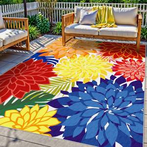lot 7959 image: Arenarug Outdoor Rug Waterproof, Washable Patio Rug for Deck, 6x9, Colorful