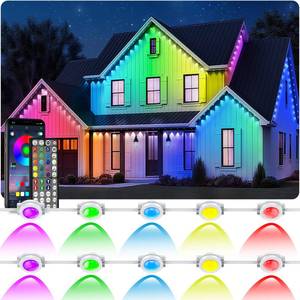 lot 7960 image: CETELUMA 300FT Permanent Outdoor RGB Lights, IP67 Waterproof Smart Eave Lighting, with AppRemote Control Eaves Light, DIY LED Scenes Modes for House Roof Decor,Christmas (300FT)