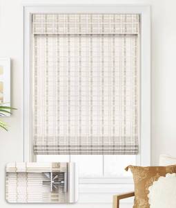 lot 7966 image: LazBlinds No Drill Bamboo Roman Shades, 20x64, Whitewash B