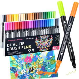 lot 8005 image: MIN CI 48 Colors Markers, Dual Tip with Fine Tip and Brush Tip Pens for Adult Coloring Book, Dual Brush Coloring Markers, Art Supplies Marker s Kit for Calligraphy, Drawing, DIY Crafts