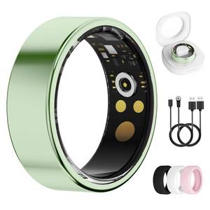 lot 8008 image: Smart Ring for Women & Men, Health Tracker Ring with Heart Rate, SpO2, Blood Pressure,Temperature, HRV & Stress, IP68 Waterproof Fitness Ring, Sleep Tracker for iPhone & Android, No App Fee(Green, 7#)