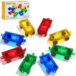 lot 8009 image: Qltytoy Mini Magnetic Tiles Cars 8PCS Construction Set for Mini,Major Tiles
