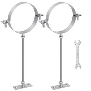 lot 8019 image: Mineye 2Pcs 6 Inch Adjustable Pipe Bracket, Heavy Duty Galvanized Steel Vent Wall Bracket, B Vent Wall Strap Chimney Pipe Holder, Stove Pipe Hanger Strap, Round Split Ring Vent Pipe Strap