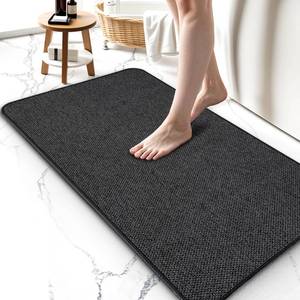 lot 8034 image: Upgraded Bath Mat 24x48Inch, Thin Bath Mats Rugs with Rubber Backing Non-Slip, Absorbent,Quick Dry Machine Washable, Home Decor Accessories Cozy Cloth Bathroom Rugs fit Under DoorSinkTub-Black
