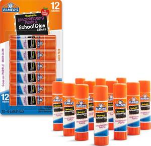lot 8038 image: Elmers Disappearing Purple School Glue Sticks, Washable, 6 Grams, 11 Count - Arts & Crafts, Poster, Projects, Back to School, #1 Teacher Brand