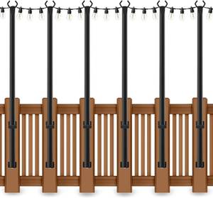 lot 8436 image: AHRLHR 6 Pack 5 Ft String Light Poles, String Light Poles for Outside with Fixing Clips,Metal Poles for Outdoor String Lights, Hanging Light Poles for Deck Fence Garden Backyard Wall Bistro