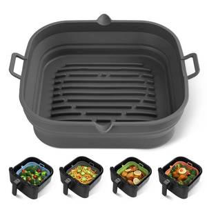 lot 8443 image: Loveuing Silicone Air Fryer Liners Square - Reusable Airfryer Collapsible Basket - Easy to Clean Air Fryers Pot for 5.8 to 8 Qt Baking Tray Oven Accessories, 8.5 Inch Large