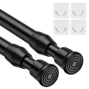lot 8445 image: MEXAU 2Pack Spring Tension Curtain Rod 28-41 inch Black Small Tension Rod