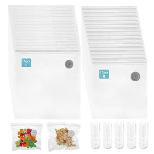lot 8446 image: Afcabakila Reusable Vacuum Sealer Bags 30 PCS with Air Valve, 15 Medium (8.3x8.7 Inches) & 15 Large (10.2x11 Inches),Food Storage Bags for Sous Vide Cooking and Freshness Preservation