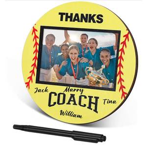 lot 8450 image: RattanView 4 x 6 Inch Thanks Coach Picture Frame, Softball, Yellow