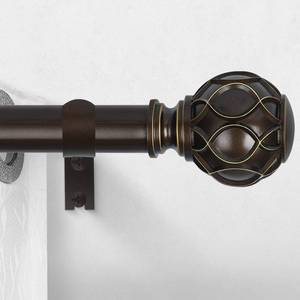 lot 8451 image: HTZON Bronze Curtain Rods for WindowsFarmhouse Boho Decorative Curtain Rod for Bedroom Living Room,Heavy Duty Adjustable Rustic Drapery Rods Set with Vintage Coastal Finials,Antique Bronze 18-45