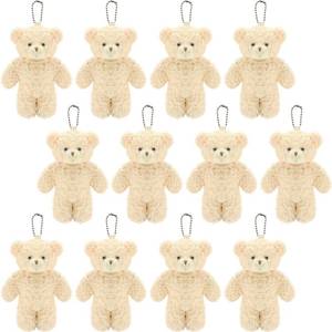 lot 8453 image: WEGUTATS 12 Pack Brown Mini Teddy Bears 4.7 inch Tiny Soft Stuffed Teddy Bear Small Plush Bears Bulk for Birthday Party Decor Favors Bag Keychain
