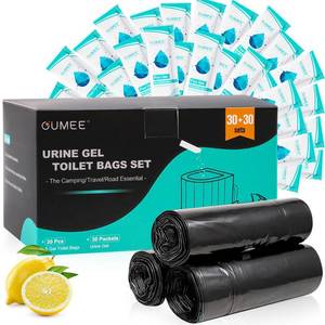 lot 8457 image: OUMEE Lemon 30 Portable Toilet Bags with 30 Poo Gel Set, 8 Gallon