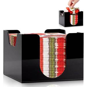 lot 8498 image: Acrylic Cocktail Napkin Holder Deep for 5 x 5 Inch Napkin Black Bar Napkin Holder Caddy Square Paper Napkin Holder Guest Towel Holder Napkin Dispenser for Coffee Bar Restaurant Home 5.7x5.7x4.1 Inch