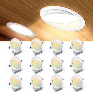 lot 9123 image: Ensenior 12 Pack 6 Inch LED Eyeball Gimbal Recessed Light, 5CCT Dimmable