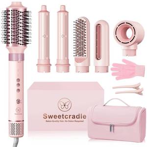 lot 9127 image: 6 in 1 Air Hair Styler, 1400W High Speed Ionic Hair Dryer with Wrap Curlers, Blow Dryer Brush & Frizz-Free Hot Air Brush, No Heat Damage Hair Tools for Fast Drying, Curling, Smoothing & Volume