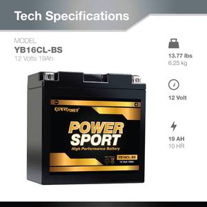 lot 9129 image: ExpertPower YB16CL-BS12 Volt 19Ah Battery Rechargeable SLA