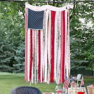 lot 9135 image: 4th of July Decorations - Memorial Day Decor - 4 x 2.3 Ft Rag American Flag Banner for Home Party Supplies - Fourth of July Independence Day Accessories for 250th Anniversary Celebration Indoor Outdoor Decoration