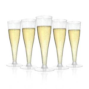 lot 9146 image: Bestluck 100Pack 4.5oz Champagne Flute Plastic,Silver Glitter Champagne Cup