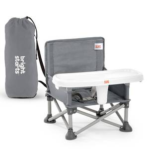 lot 9150 image: Bright Starts Pop ��N Sit Portable Booster Seat, 3-in-1 Floor Seat, Travel High Chair & Toddler Booster with Feeding Tray, IndoorOutdoor, Grey, 6 Months��3 Years