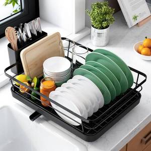 lot 9158 image: Kitsure Dish Drying Rack for Kitchen Counter, 12W x 15.5L, Black