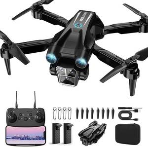 lot 9161 image: Drone with Camera 1080P HD, Mini Drone for Beginners Kids Adults, RC Quadcopter with 2 Batteries, Carrying Case, Stable Hover, Trajectory Flight, Gravity Control, One Key Take OffLand, Toys Gifts for Teen Boys Girls, Black